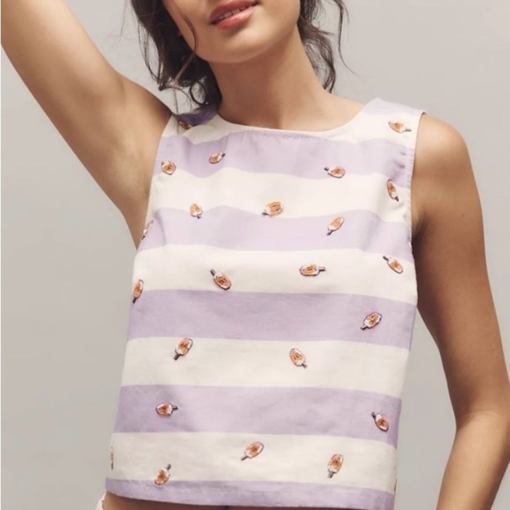 NWT Anthropologie Maeve icon cotton crop tank SMALL